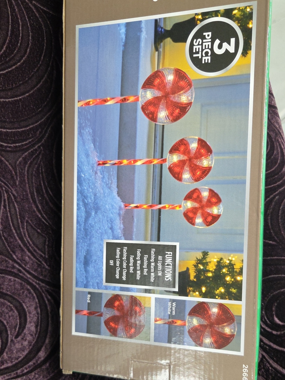 Holiday wonderland, LED Peppermint Pathway Markers - Red & White. NIB. 3 Piece